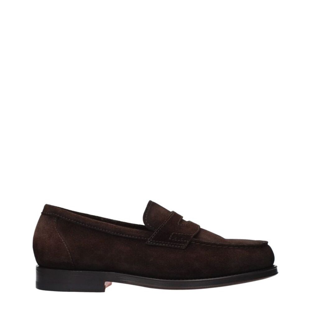 Santoni Brown Leather Slip-On Men's Loafers